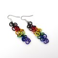 Philadelphia pride flag earrings, chainmail shaggy loops weave, LGBTQIA jewelry