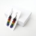 Philadelphia pride flag earrings, chainmail shaggy loops weave, LGBTQIA jewelry
