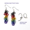 Philadelphia pride flag earrings, chainmail shaggy loops weave, LGBTQIA jewelry