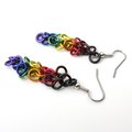 Philadelphia pride flag earrings, chainmail shaggy loops weave, LGBTQIA jewelry