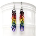 Philadelphia pride flag earrings, chainmail shaggy loops weave, LGBTQIA jewelry