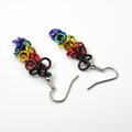 Philadelphia pride flag earrings, chainmail shaggy loops weave, LGBTQIA jewelry