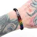 Progress pride flag bracelet, stretchy chainmail half Persian 3 in 1 weave, discreet LGBTQIA jewelry