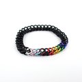Progress pride flag bracelet, stretchy chainmail half Persian 3 in 1 weave, discreet LGBTQIA jewelry