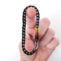 Progress pride flag bracelet, stretchy chainmail half Persian 3 in 1 weave, discreet LGBTQIA jewelry