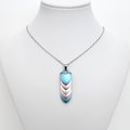 Transgender Pride Pendant Necklace, 5 stripe flag, handmade scalemail jewelry in pastel blue, pink & white- LGBTQ+ pride gift