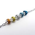 AroAce pride anklet, chainmail barrel weave, LGBTQIA jewelry, anodized aluminum and stainless steel