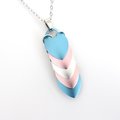 Transgender Pride Pendant Necklace, 5 stripe flag, handmade scalemail jewelry in pastel blue, pink & white- LGBTQ+ pride gift