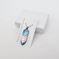 Transgender Pride Pendant Necklace, 5 stripe flag, handmade scalemail jewelry in pastel blue, pink & white- LGBTQ+ pride gift