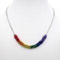 Gay pride necklace, rainbow chainmail byzantine weave LGBTQ+ jewelry, choose your length