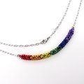 Gay pride necklace, rainbow chainmail byzantine weave LGBTQ+ jewelry, choose your length