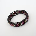 Lesbian pride stretch bracelet, 5 stripe sunset flag, chainmail Euro 6 in 1 weave LGBTQ jewelry