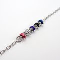 Genderfluid pride anklet - handmade chainmail barrel weave and stainless steel cable chain, LGBTQ+ adjustable ankle jewelry
