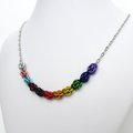 Progress pride necklace, chainmail Sweetpea weave LGBTQ jewelry in rainbow, trans and BIPOC colors, choose your length