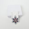 Transgender pride snowflake ornament, handmade chainmail holiday decoration in blue, pink and white