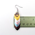 Intersex inclusive progress pride flag earrings, mismatched LGBTQIA chainmail scales jewelry