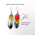 Intersex inclusive progress pride flag earrings, mismatched LGBTQIA chainmail scales jewelry