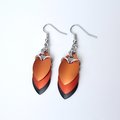 Autumn leaf earrings, chainmail scale fall jewelry in orange and black, Halloween accessories