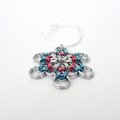 Transgender pride snowflake ornament, handmade chainmail holiday decoration in blue, pink and white