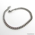 Stainless steel chain bracelet, 4mm curb chain jewelry