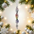 Progress pride flag icicle ornament, handmade chainmail spiral in rainbow, trans, and BIPOC colors