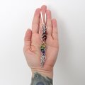 Progress pride flag icicle ornament, handmade chainmail spiral in rainbow, trans, and BIPOC colors