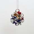 Gay pride ball ornament, rainbow chainmail LGBTQ holiday decoration - handmade