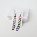 Intersex inclusive progress pride flag earrings, simple mismatched LGBTQ+ handmade chainmail jewelry