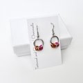 Minimalist Lesbian Pride Earrings with Floating Rings in Sunset Flag Colors - Handmade LGBTQ Jewelry