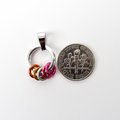 Minimalist Lesbian Pride Pendant with Floating Rings in Sunset Flag Colors - Handmade LGBTQ Jewelry
