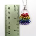 Rainbow Chainmail Mesh Tile Pendant, Gay Pride Flag Necklace - Handmade LGBTQ Jewelry