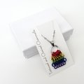 Rainbow Chainmail Mesh Tile Pendant, Gay Pride Flag Necklace - Handmade LGBTQ Jewelry