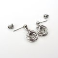 Silver Mini Love Knot Earrings - Minimalist Handmade Anodized Aluminum Jewelry with Post Ear Wires