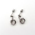 Silver Mini Love Knot Earrings - Minimalist Handmade Anodized Aluminum Jewelry with Post Ear Wires