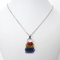 Rainbow Chainmail Mesh Tile Pendant, Gay Pride Flag Necklace - Handmade LGBTQ Jewelry