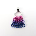 Bisexual Pride Bag Charm, LGBTQ Chainmail Zipper Pull - Pendant Necklace Option