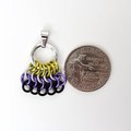Nonbinary Pride Chainmail Zipper Pull or Bag Charm, Pendant Necklace Option