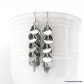 Chainmail earrings, shaggy earrings, chainmail jewelry, long silver earrings, brushed aluminum confetti earrings