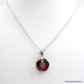 Red and black pendant necklace, chainmail love knot, chainmail jewelry