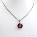 Red and black pendant necklace, chainmail love knot, chainmail jewelry