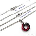 Red and black pendant necklace, chainmail love knot, chainmail jewelry