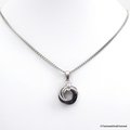 Silver, gray, and black pendant necklace, chainmail love knot, chainmail jewelry