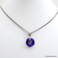 Purple pendant, chainmail love knot, small circle necklace, purple jewelry