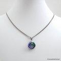 Chainmail love knot pendant, small circle necklace, purple, turquoise, and green jewelry