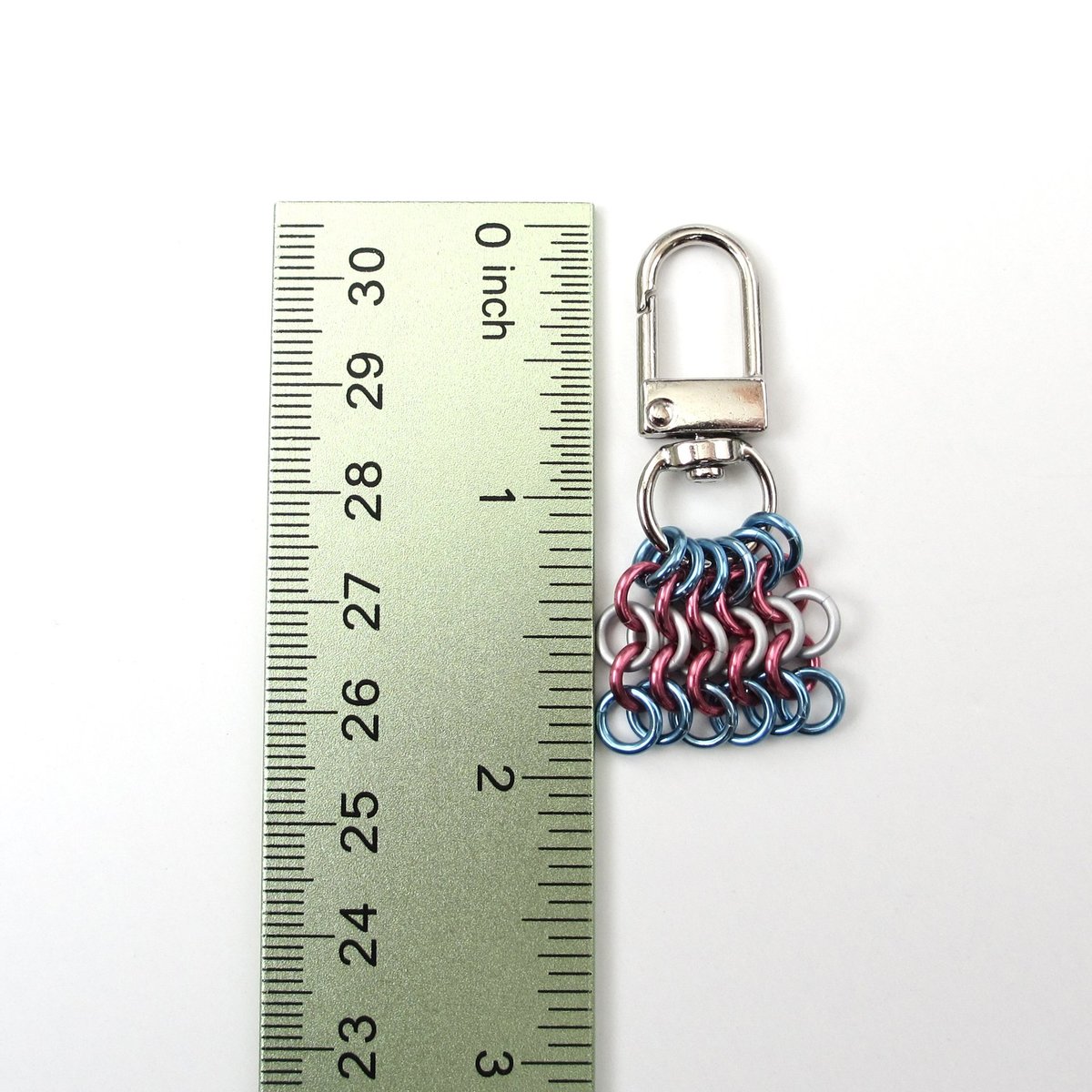 Transgender Pride Mesh Tile Pendant, Handmade Chainmail LGBTQ Flag Bag Charm or Zipper Pull