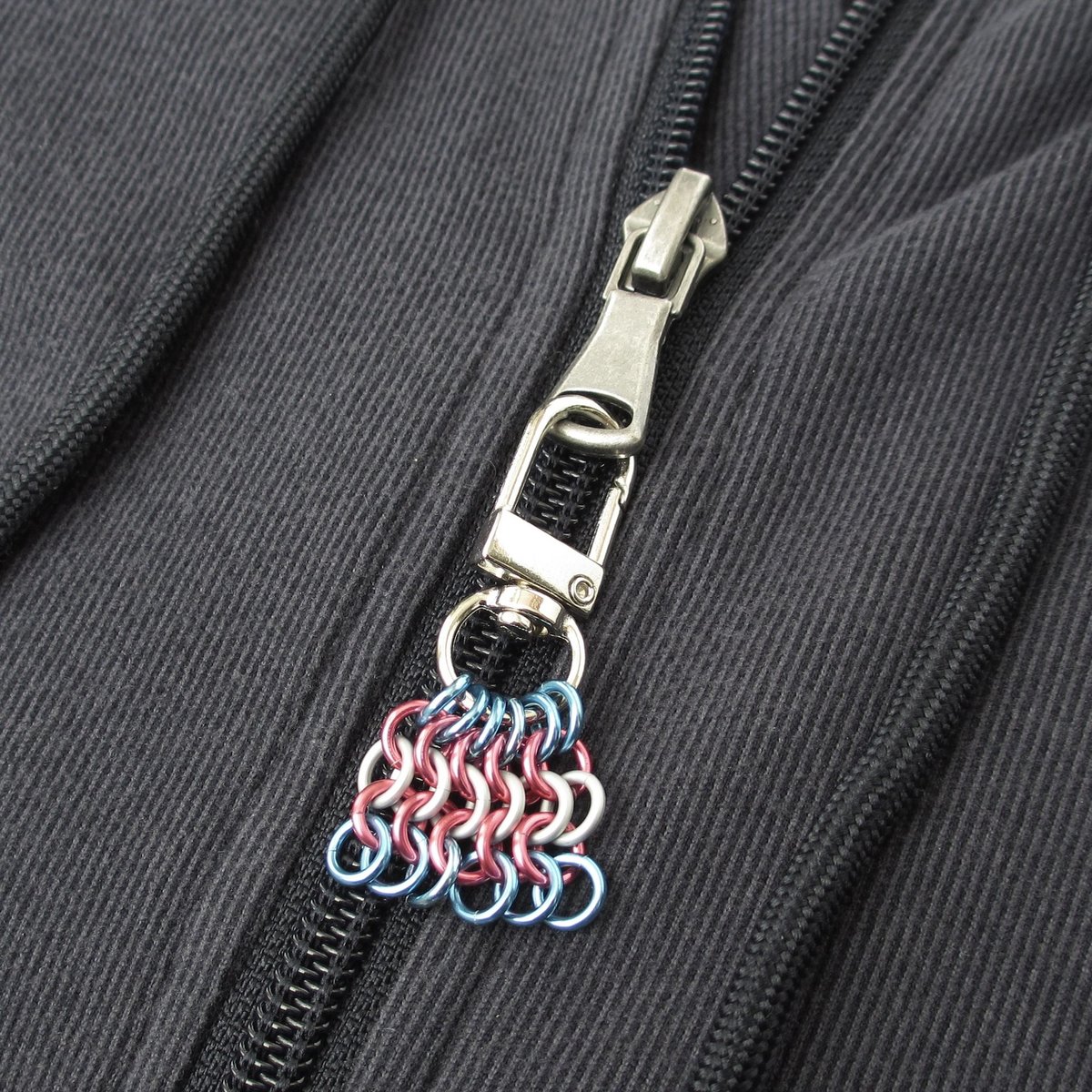 Transgender Pride Mesh Tile Pendant, Handmade Chainmail LGBTQ Flag Bag Charm or Zipper Pull