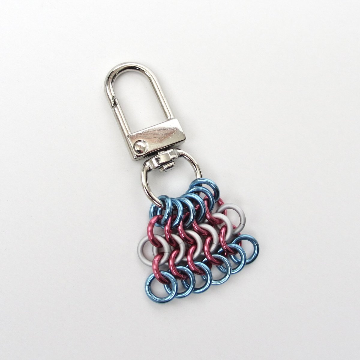 Transgender Pride Mesh Tile Pendant, Handmade Chainmail LGBTQ Flag Bag Charm or Zipper Pull
