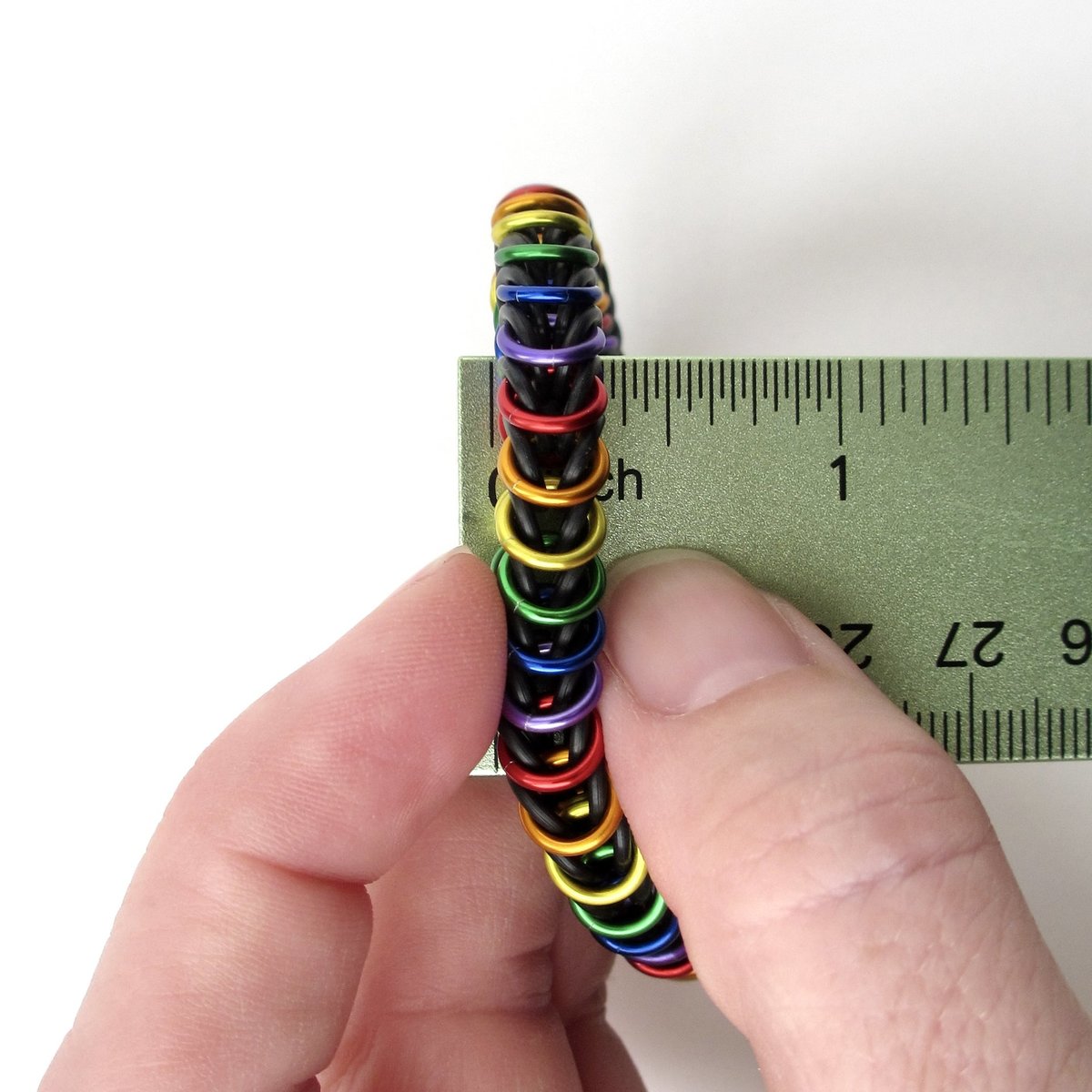 Rainbow chainmail bracelet, gay pride jewelry, chainmail box chain, stretch bracelet