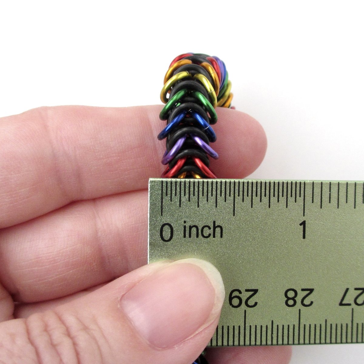 Rainbow chainmail bracelet, gay pride jewelry, chainmail box chain, stretch bracelet