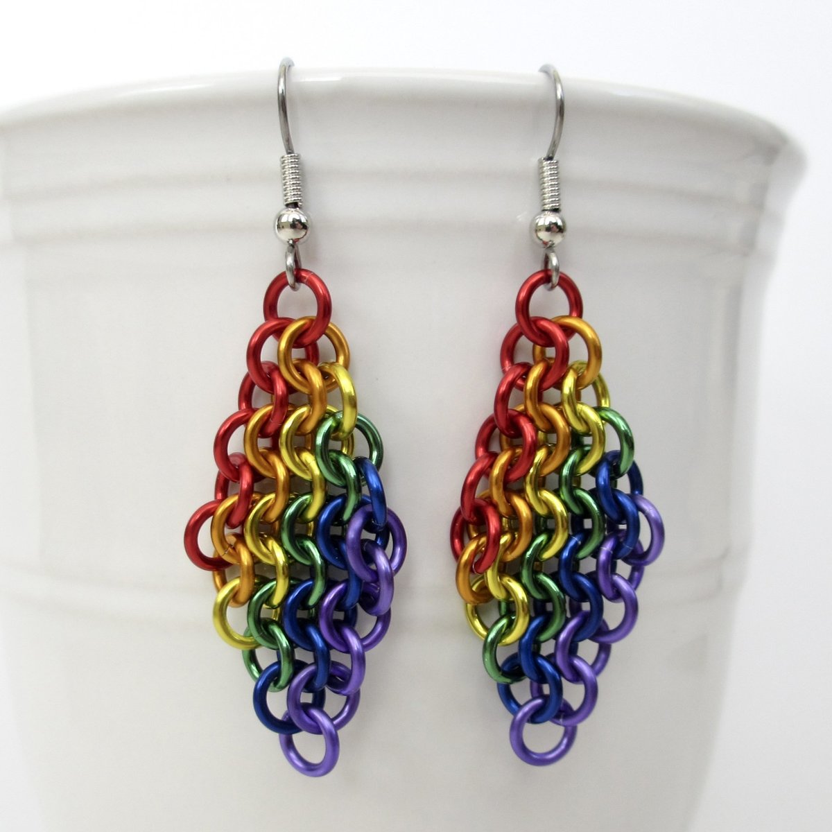 Rainbow European 4 in 1 chainmail earrings, gay pride jewelry, rainbow jewelry, LGBT jewelry